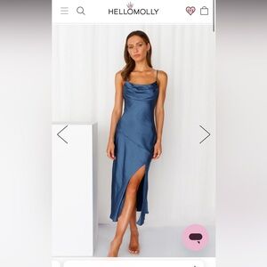 Hello Molly Lychee Martini Satin Midi Dress Navy